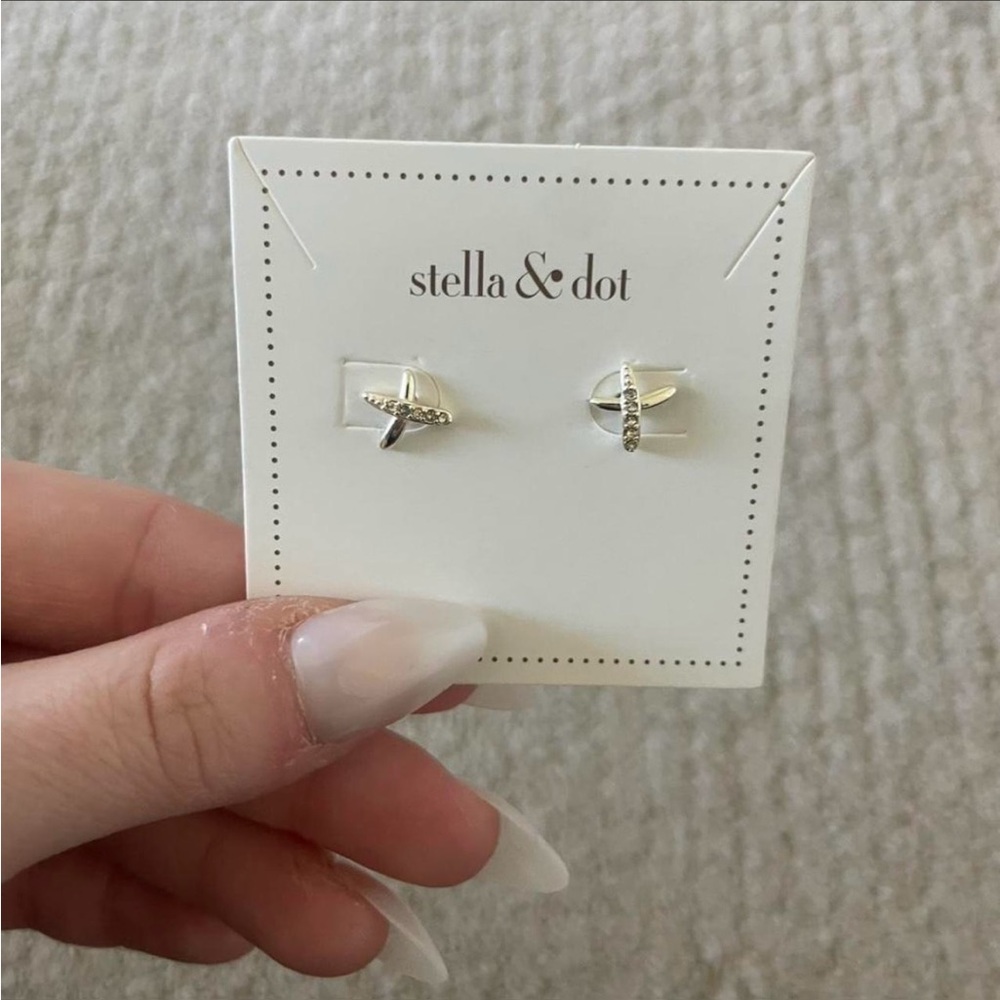 Stella & Dot Silver X Stud Earrings